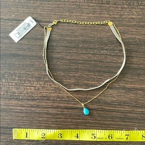 Suede and turquoise choker necklace